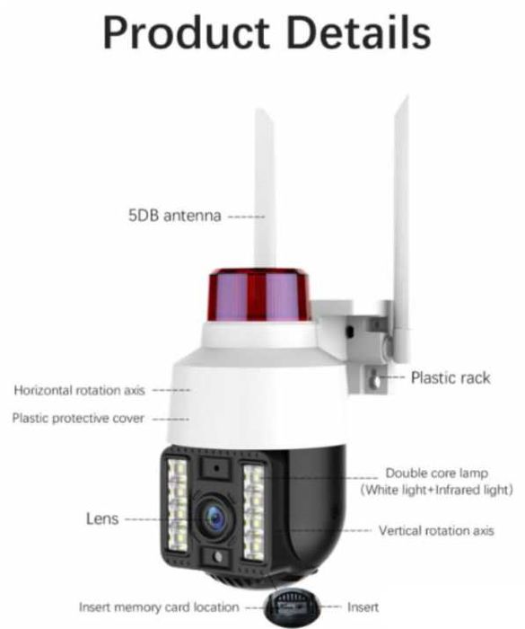 360° AutoTracking Камера WiFi Видеонаблюдение PIR Сензор Движение Водонепромокаема ULTRA FHD 8MP H.265X PTZ 5хZoom Следяща Камера PIR Цветна Нощем