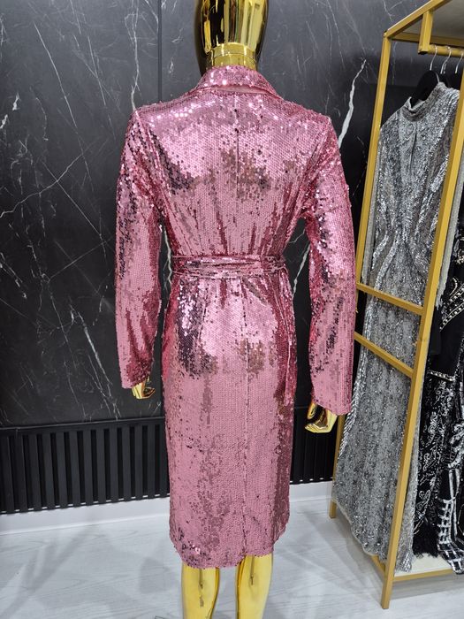 Rochie roz midi cu paiete Boohoo