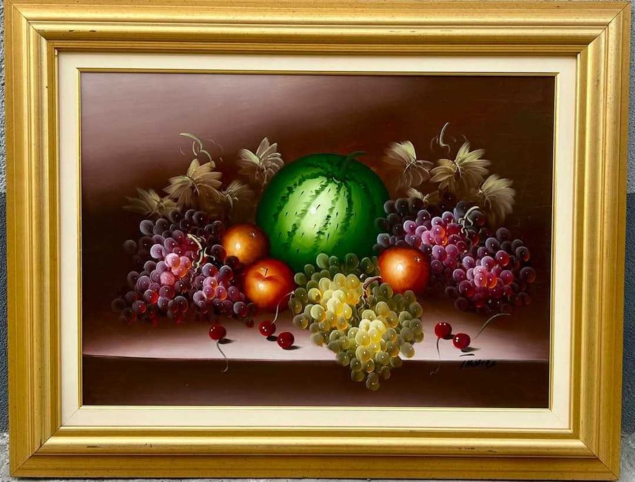 Tablou Natura Statică cu Fructe pictura ulei pe pânză, înrămat 70x90cm