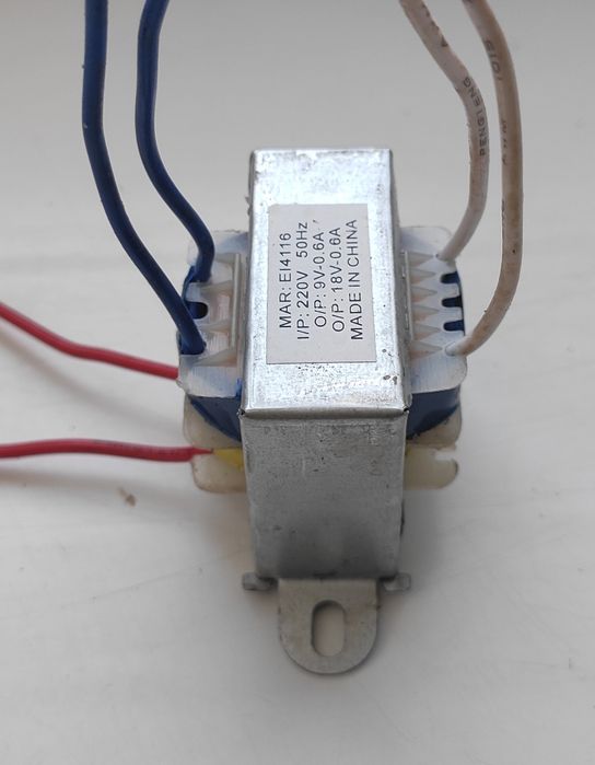 Трансформатор низкочастотный 220v 50Hz -> 9v, 18v, (27v), 600mA