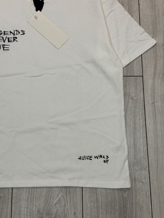 Vlone x Juice WRLD white tee print față/spate – mărimea M