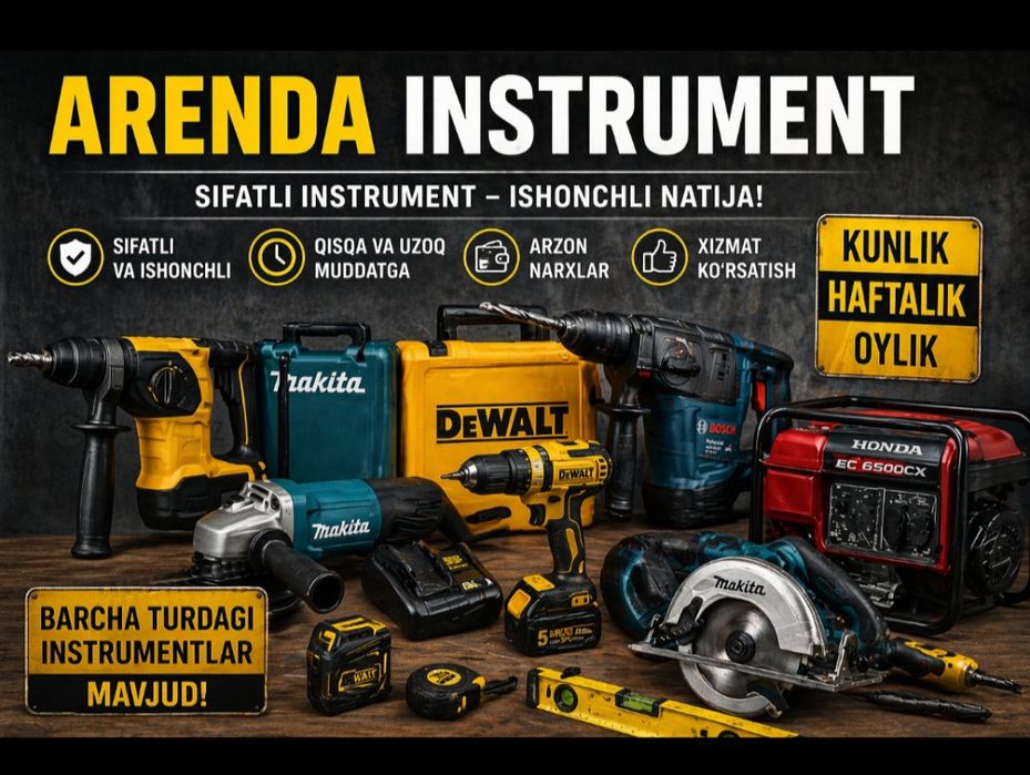Arenda insturmenta beriladi 24/7 prokat insturmenta Qoraqamish 2/5