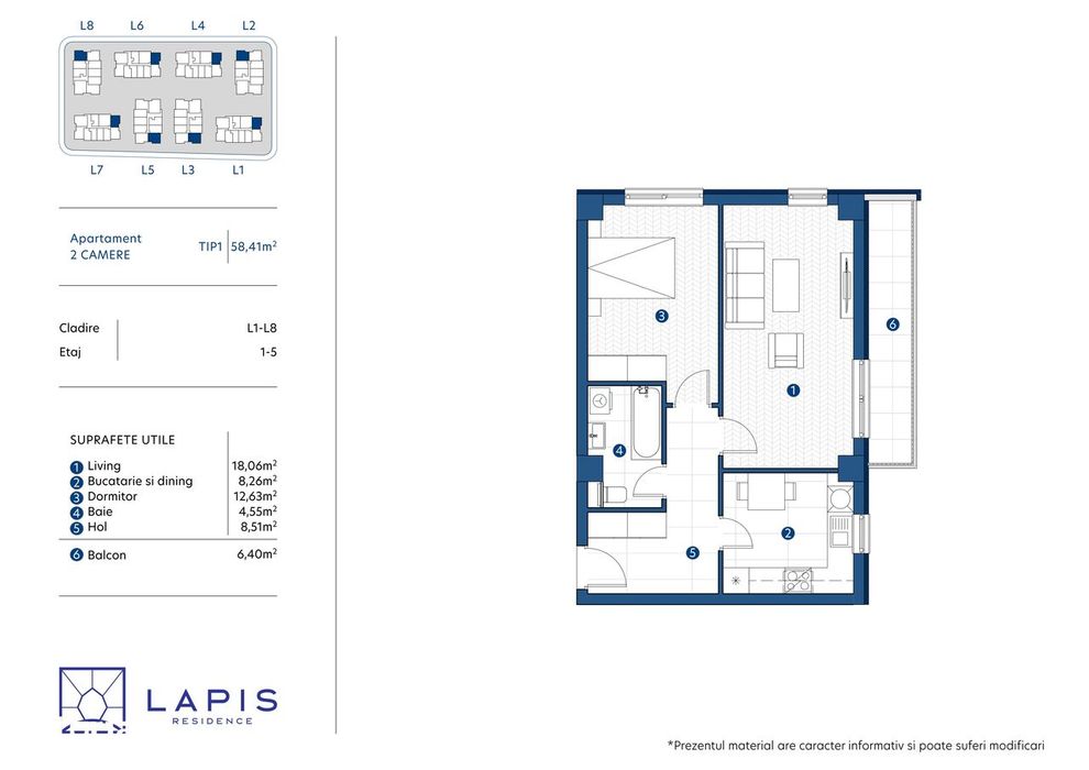Apartament 2 camere dec Lapis Residence, avans 15% faciltati premium