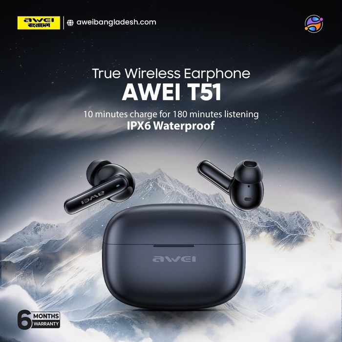 Awei T51 TWS simsiz quloqchinlari (Bluetooth 5.4)