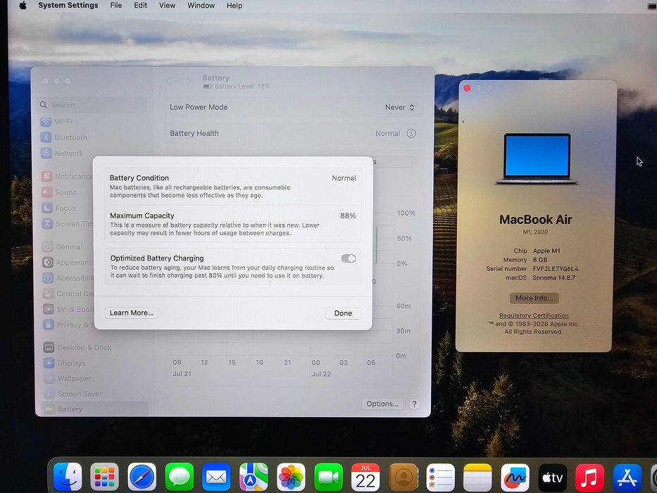 Apple MacBook Air M1 13 inch (2020) – 8GB RAM | 256GB SSD | 88% батерия | +зарядно | Space Gray