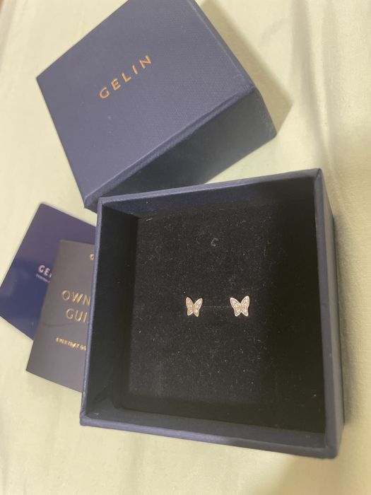 Cercei noi din aur cu diamante