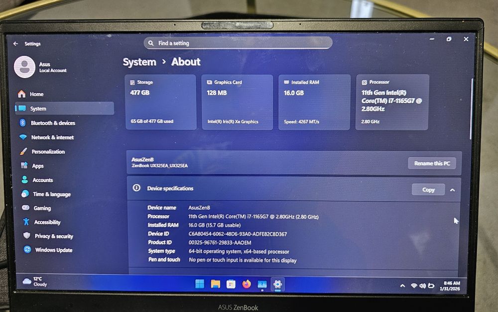 Laptop Asus Zenbook i7 UX325ea