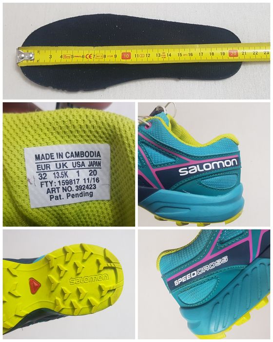 Pantofi sport, trail SALOMON SPEEDCROSS turcuaz-verde Nr. 32 EU unisex