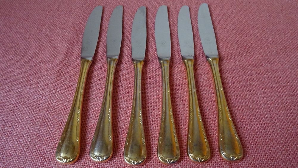 Solingen KUPPELS BESTECK , 
23/24 KARAT - 6 бр ножове с позлата