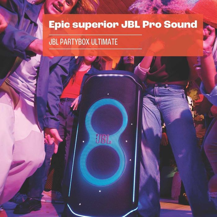 Нова Аудио Система JBL Partybox Ultimate, 2 години Гаранция, 1100 W, Original Pro Sound, Dolby Atmos