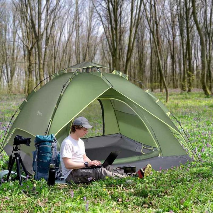 Outsunny Двойна палатка  Quick-Up Tent 2 възрастни + 1 дете