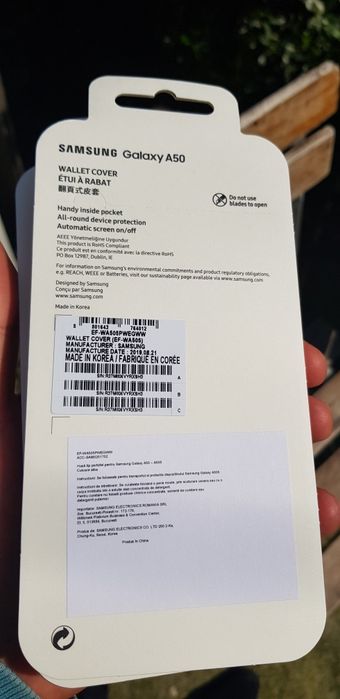 Husa Activă Flip Walet pentru SAMSUNG Galaxy A50 EF-WA505PWEGWW, alb