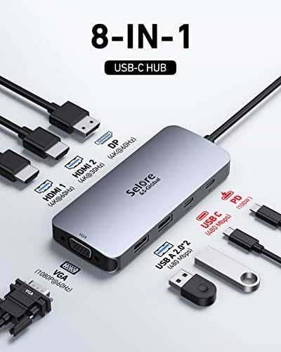 Нов Универсален USB C хъб с HDMI, DisplayPort, VGA и бързо зареждане