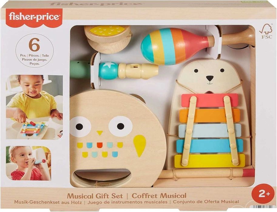 Set instrumente muzicale de jucărie, lemn, fisher-price