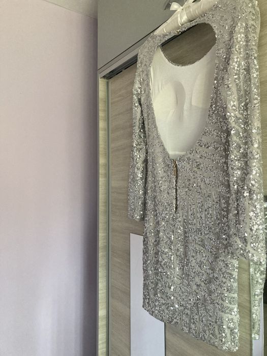 Rochie de seara argintie cu paiete