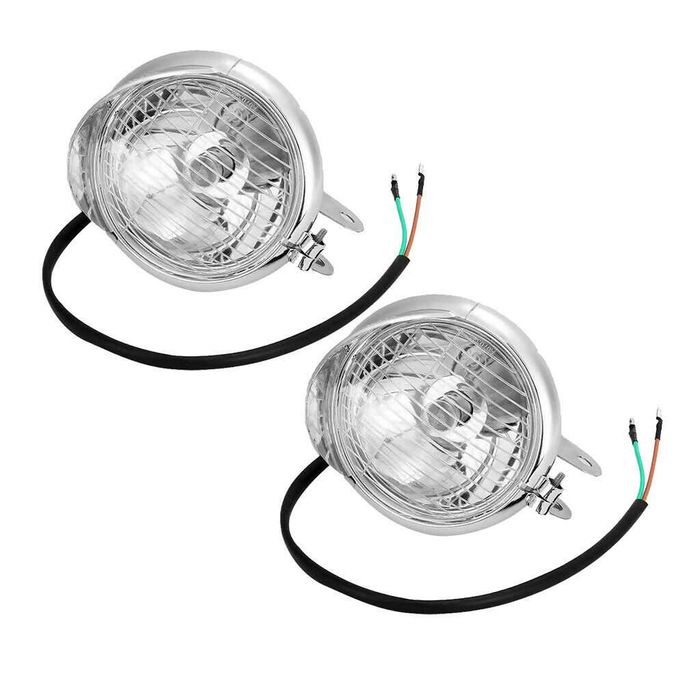 Set Proiectoare Moto Chooper Cromate 4inch 10cm Crom Far ceata A339