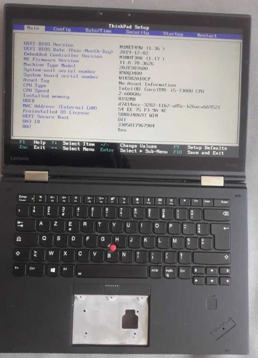 ThinkPad X1 Yoga 2nd 14.1" I7 gen 7  nu porneste placa de baza fara interventii