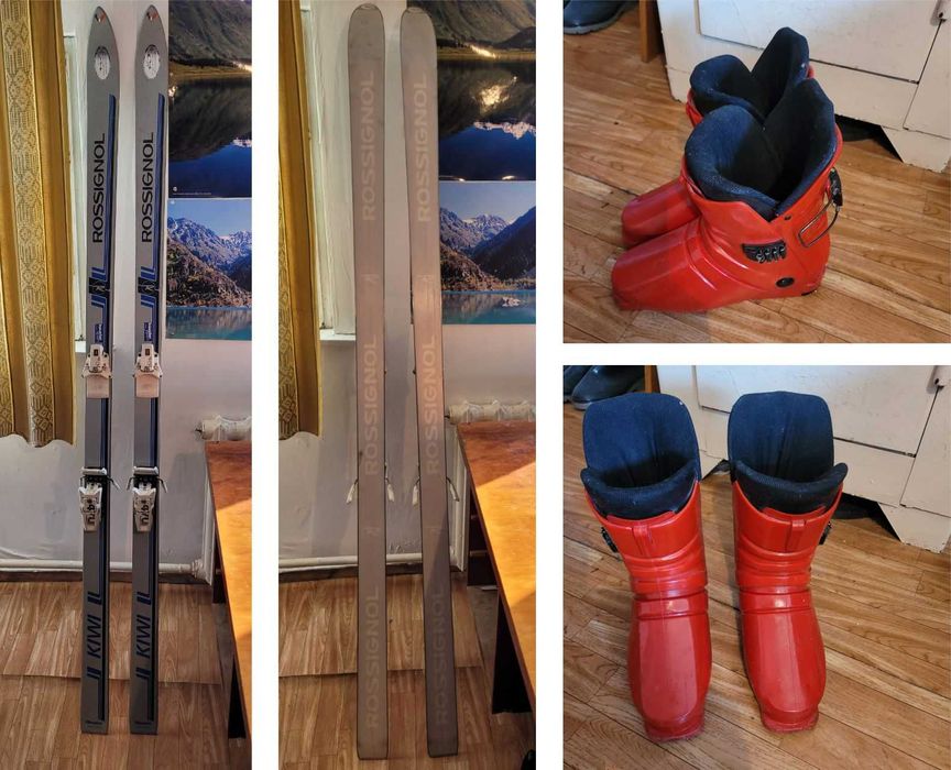 Комплект: лыжи Rossignol KIWI Fibroplast и горнолыжные ботинки Salvo