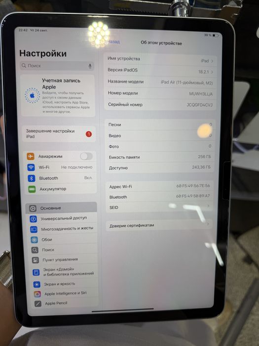 iPad Air 6 M2 256/100%