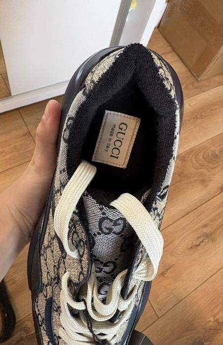 Gucci Rhyton Trainers Beige Blue Monogram