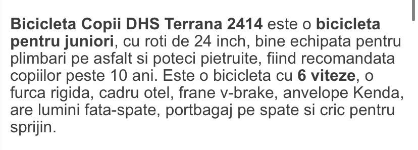 Bicicletă Nouă DHS roți 24