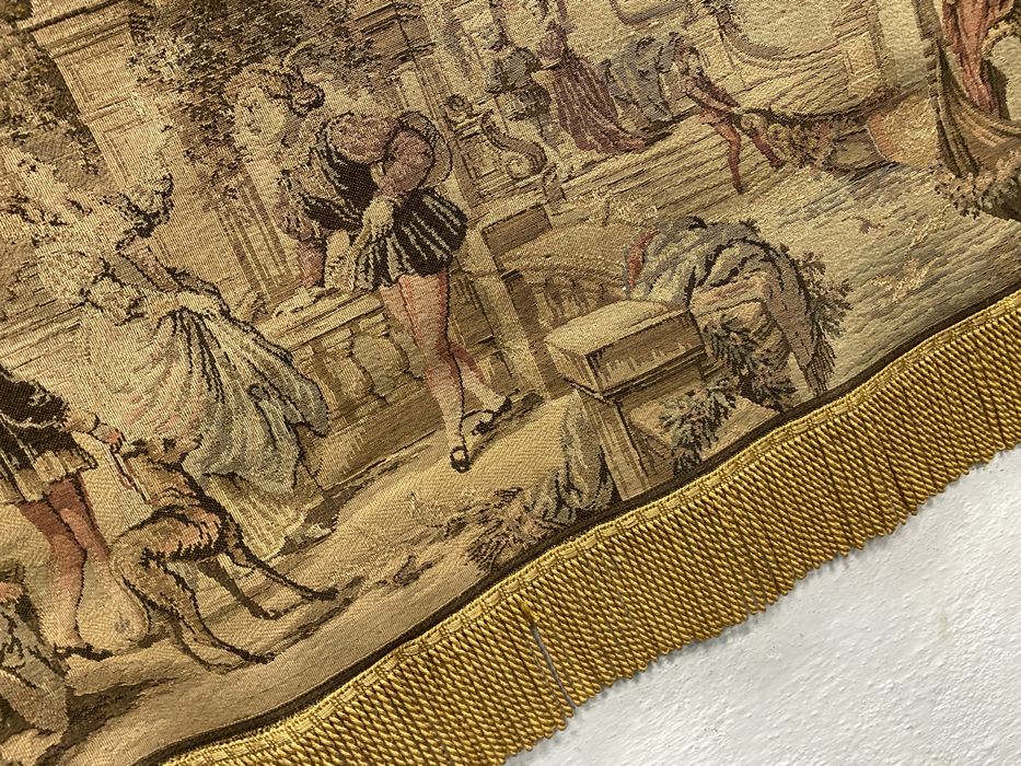 Стар френски гоблен с рамка от бамбук 140/60 см