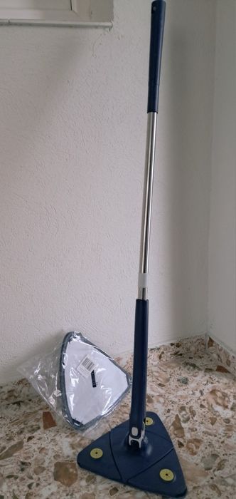 Mop triunghiular pentru podea, gresie, faianță băi, colțuri + 3 rezerve noi