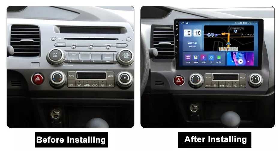NAVIGATIE Android 14 Honda Civic 2005 - 2012  4Gb Waze CarPlay +CAMERA