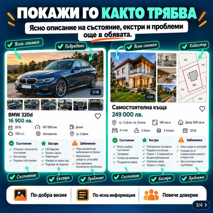 Продаваш кола или имот? Ще ти направя обявата както трябва!