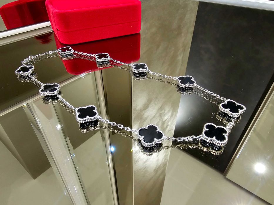 Van Cleef & Arpels VCA Silver Black 10 Motifs Alhambra Дамско Колие