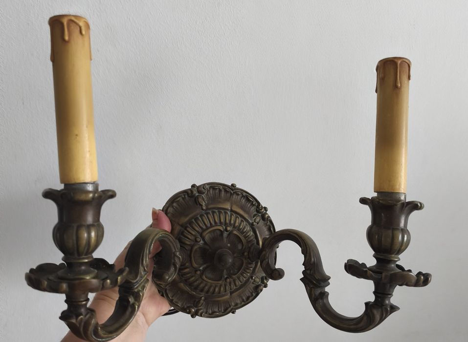 Set două aplice perete , bronz masiv
