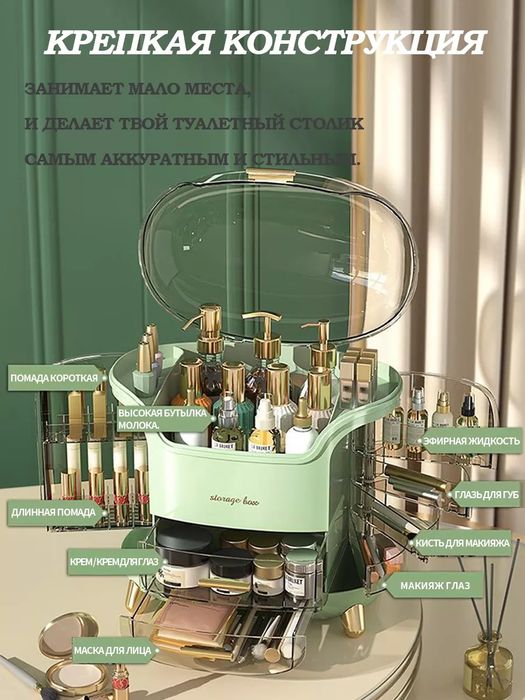 Органайзер для косметики Белая и фисташковый  цвет