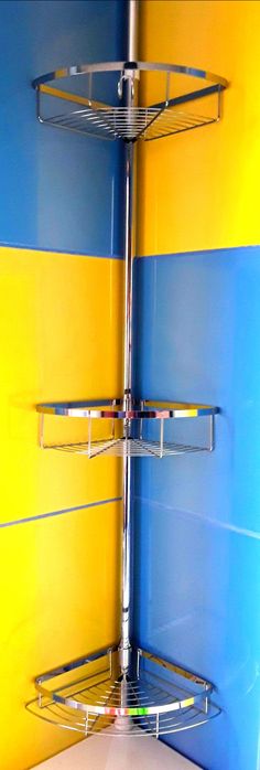 RAFT TELESCOPIC de colt cu 3 cosuri din metal cromat pentru baie - NOU