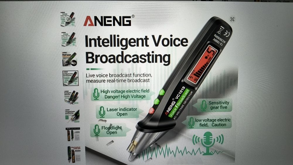 Tester de tensiune fără contact, stilou cu transmisie vocală