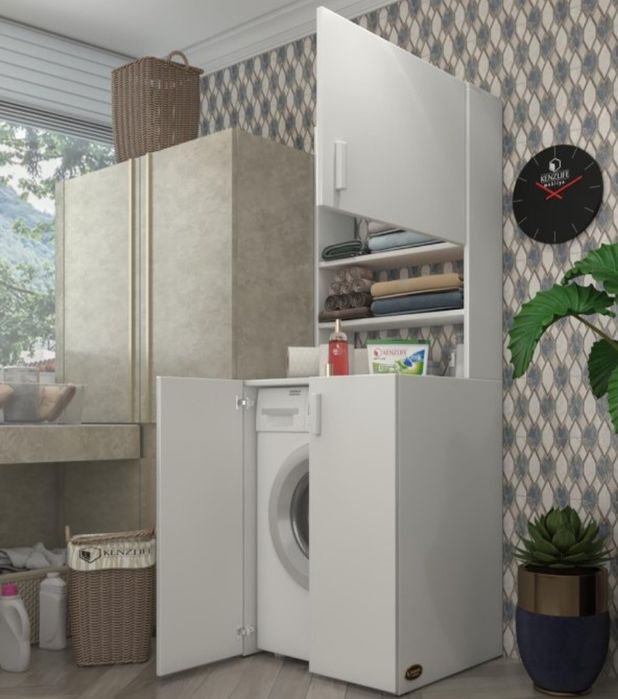 Шкаф за пералня с рафтове и капак (Доставка на всяка страна в България