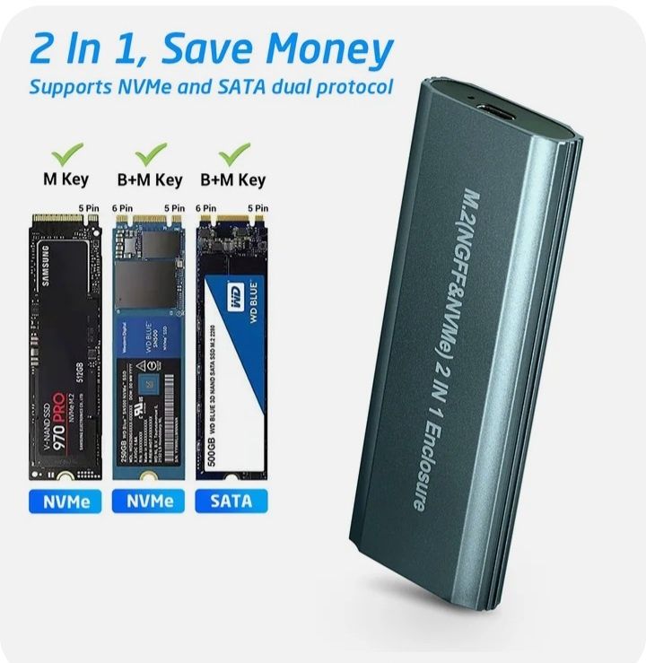 Корпус переходник nvme usb ssd m2 2v1: 400 000 сум - Аксессуары и ...
