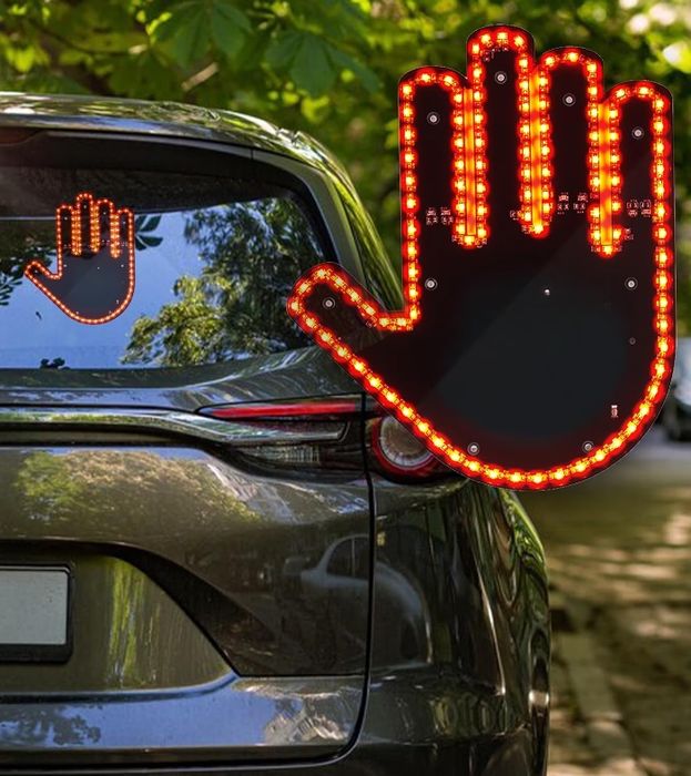 Semn Led Auto Cu Telecomanda,Mana Cu 3 Moduri Salut,Deget Mijlociu