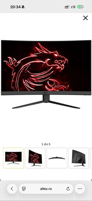 Monitor Curbat Gaming LED VA MSI 27” Full HD 165Hz Optix G27c4