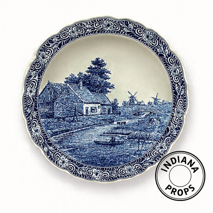 Голяма порцеланова Delft Blau чиния 40 см Holland 1920-1950