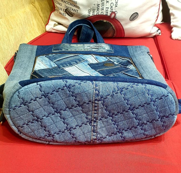 Раница -чанта от дънков плат