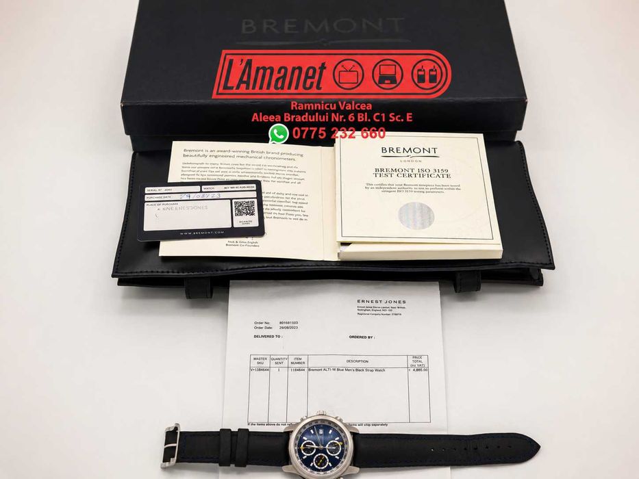 Bremont ALT1-WT World Timer FullBox Acte Factura 4895 Lire – Factura Ernest Jones UK