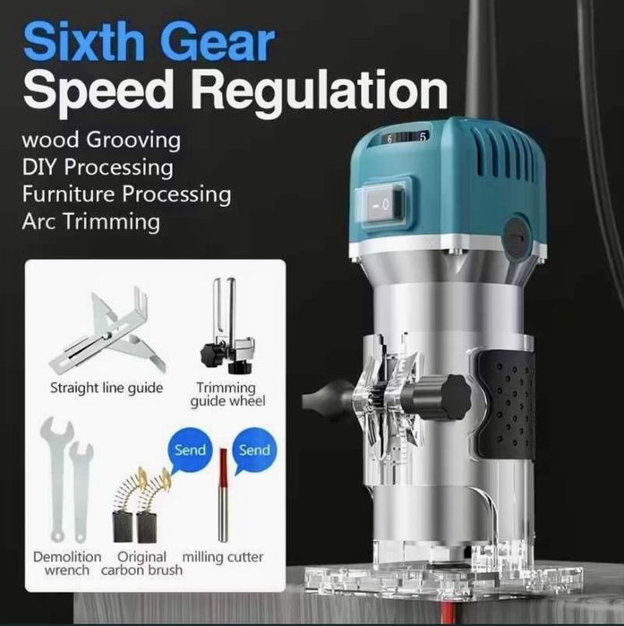 Мощен фрезер за дърво 800W – 30 000 об/мин – тример за ръбове