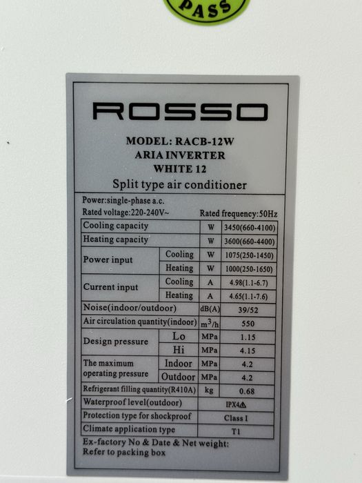 ROSSO konditsioner, Кондиционер ROSSO дешевле, чем на рынке