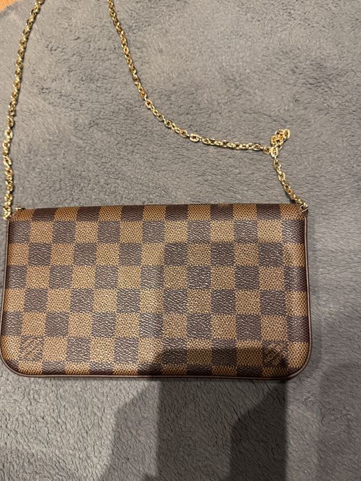 LV pochette bag with gold chain