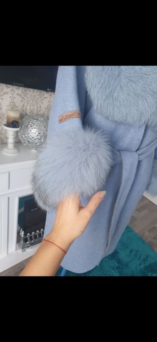 Palton alpaca si blana naturala vulpe, M