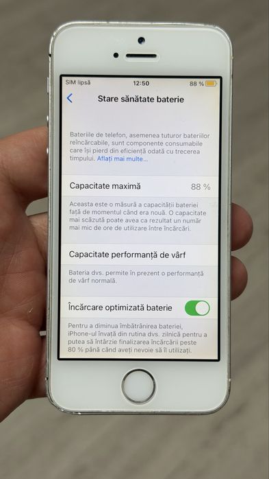 iPhone 5 SE Silver Neverlock-32GB-88%--Amprenta OK-Perfect Functional-