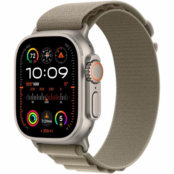 Apple Watch Ultra 2, 49mm GPS+Cellular, Titanium, Olive Alpine Loop + Curea Titanium