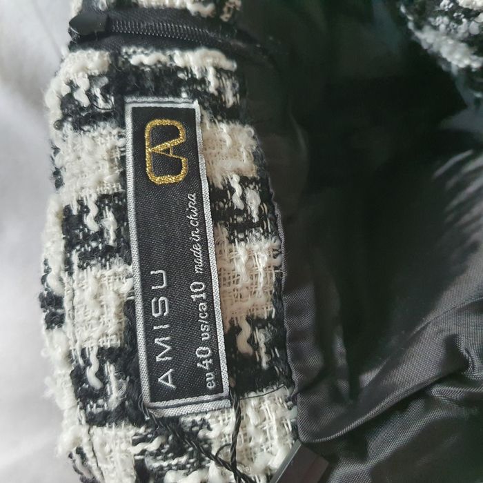 Fusta scurta tweed alb negru