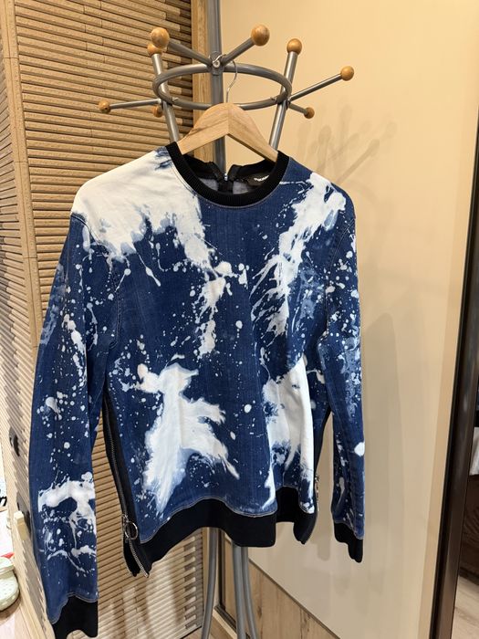 DSQUARED2 Оригинален дънков суичър с paint splatter и ципове