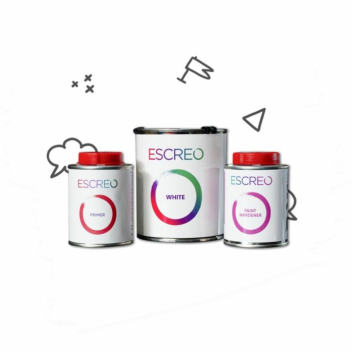 ESCREO Комплект Бяла Боя за Писане